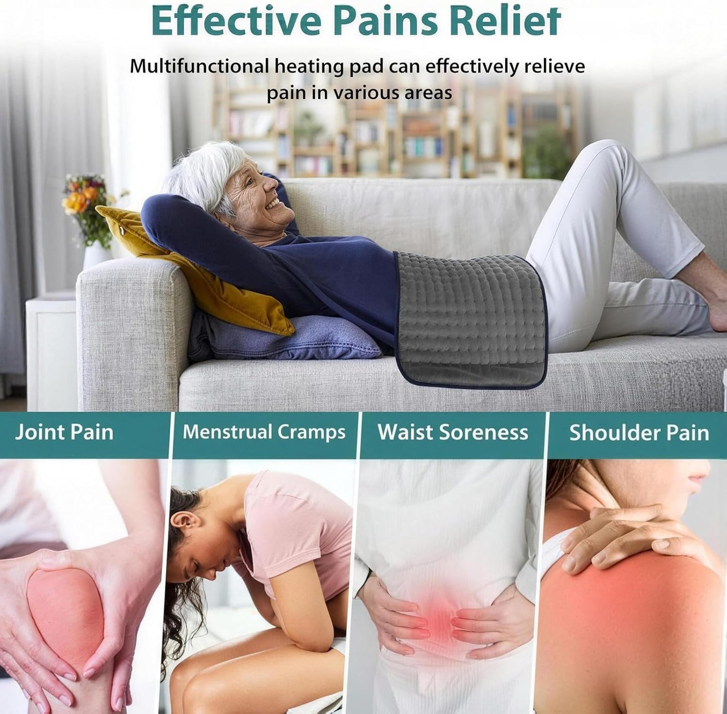 Electric Heating Pad for Back & Neck Pain Relief